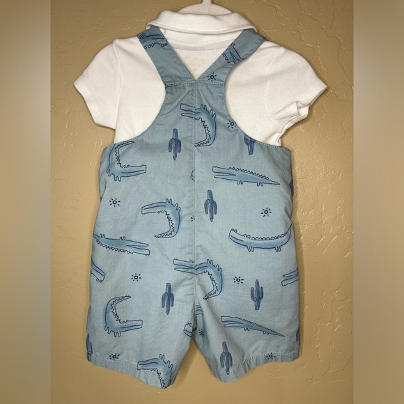 ❌SOLD ON EBAY❌ Carter's Boys Alligator Romper Overall Set Size 12 Months - Picture 5 of 5